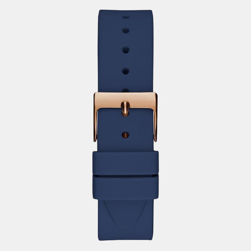 Guess Multifunction Crystals Rose Gold Dial Blue Rubber Strap Watch For Women - GW0439L4 Buy Now By Guess