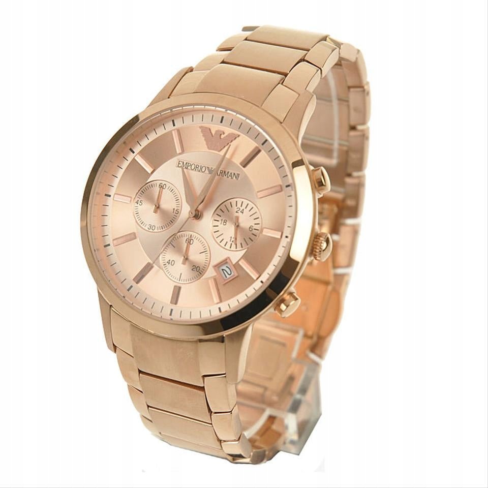 Emporio Armani Classic Rose Gold Chronograph Steel Strap Watch For Men - AR2452