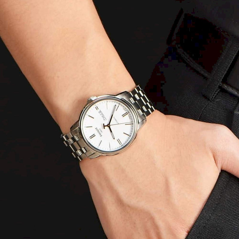 Tissot Automatics III Day Date White Dial Silver Steel Strap Watch For Men - T065.430.11.031.00 Buy Now By Tissot