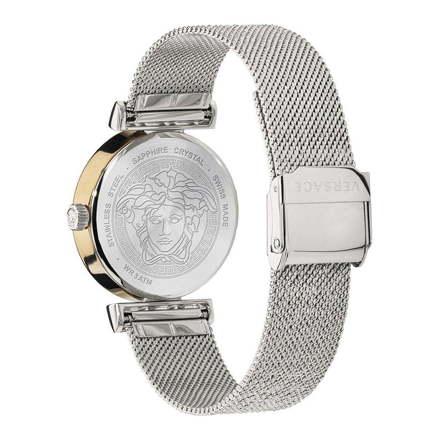 Versace Meander Blue Dial Silver Mesh Bracelet Watch for Women - VELW00520