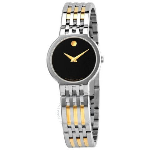 Shop Movado Veturi Quartz Black Dial Two Tone Steel Strap Watch for Women - 0606933 in USA