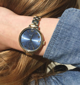 Marc Jacobs Sally Blue Dial Gold Steel Strap Watch for Women - MBM3366 Buy Now By Marc Jacobs