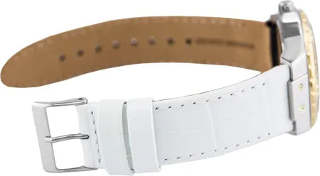 Guess Limelight Quartz Silver Dial White Leather Strap Watch For Women - W0775l8 Buy Now By Guess