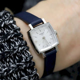 Shop Tissot Lovely Square Silver Dial Blue Leather Strap Watch For Women - T058.109.16.031.00 in USA