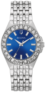 Bulova Phantom Baguette Crystal Blue Dial Silver Steel Strap Watch for Men - 96A254 Buy Now By Bulova