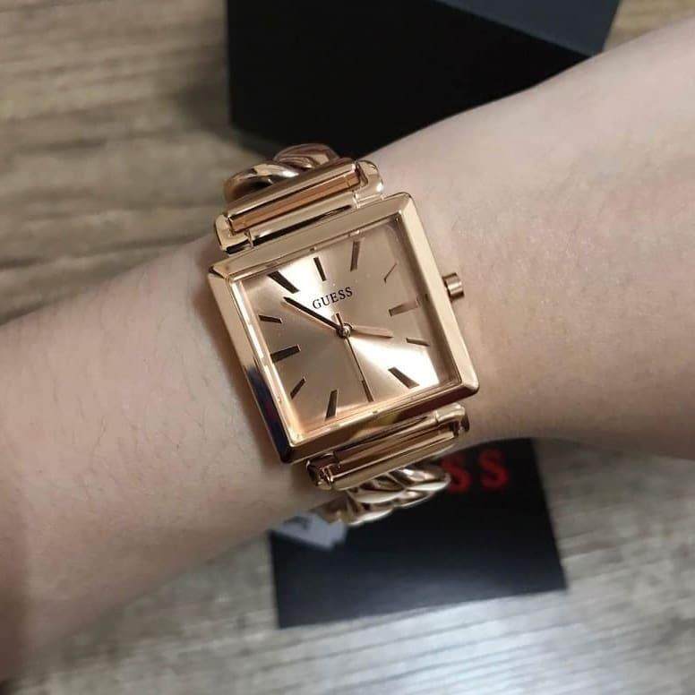 Shop Guess Vanity Rose Gold Dial Rose Gold Steel Strap Watch for Women - W1029L3 in USA