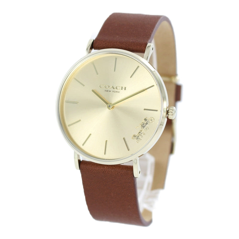 Coach Perry Analog Gold Dial Brown Leather Strap Watch for Women - 14503331-C Buy Now By Coach