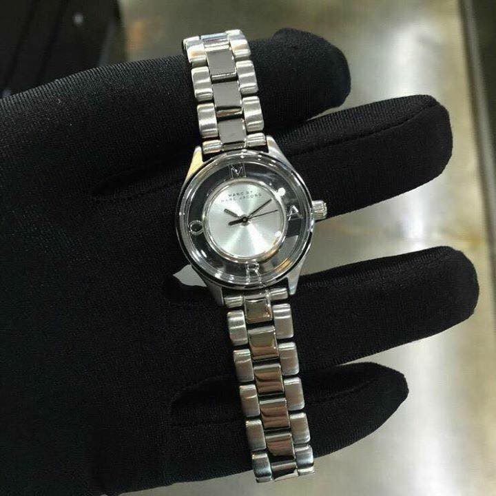 Marc Jacobs Tether Transparent Silver Dial Silver Steel Strap Watch for Women - MBM3416 Buy Now By Marc Jacobs