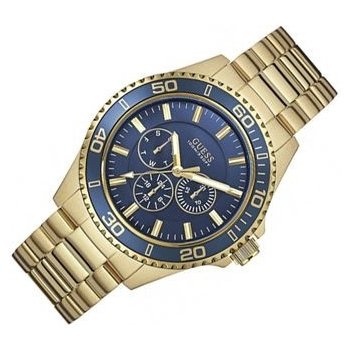Shop Guess Chaser Multifunction Blue Dial Gold Steel Strap Watch for Men - W0172G5 in USA