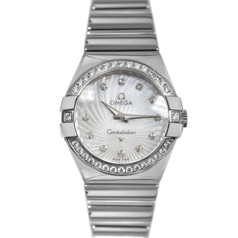 Shop Omega Constellation Quartz Diamonds Silver Dial Silver Steel Strap Watch for Women - 123.15.27.60.55.004 in USA