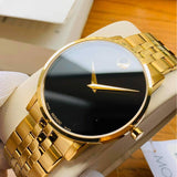 Movado Museum Black Dial Gold Steel Strap Watch For Men - 606997 Buy Now By Movado