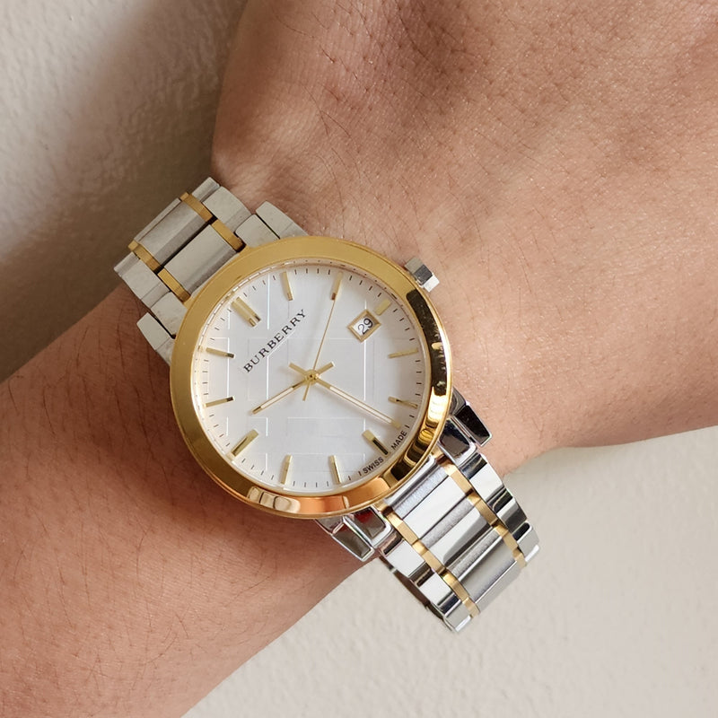 Burberry The City White Dial Two Tone Steel Strap Watch for Women - BU9115 Buy Now By Burberry