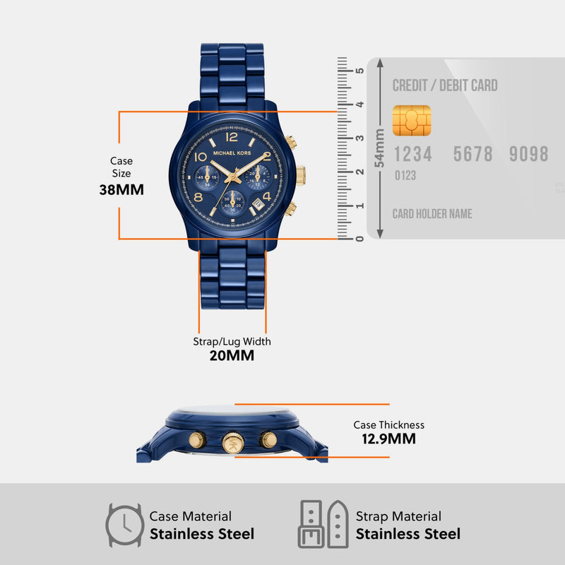 Michael Kors Runway Analog Blue Dial Blue Steel Strap Watch for Women - MK7332 Buy Now By Michael Kors