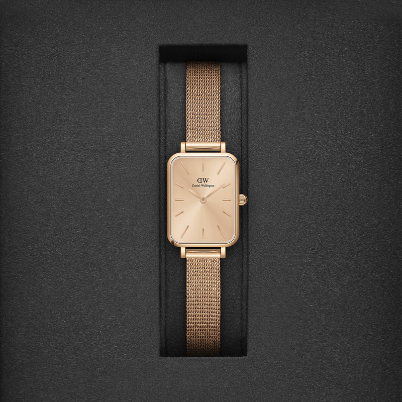 Daniel Wellington Quadro Unitone Rose Gold Dial Rose Gold Mesh Strap Watch For Women - DW00100484 Buy Now By Daniel Wellington
