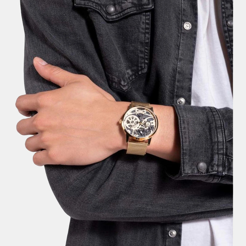Guess Gadget Gold Dial Gold Mesh Bracelet Watch for Men - GW0538G2 Buy Now By Guess