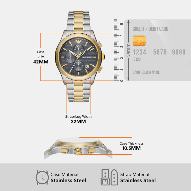Emporio Armani Paolo Chronograph Grey Dial Two Tone Steel Strap Watch For Men - AR11527 Buy Now By Emporio Armani