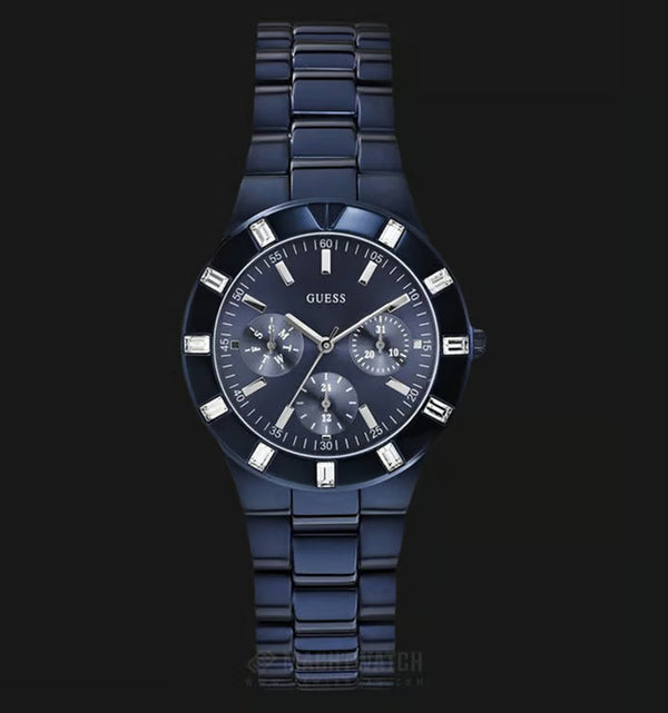Guess Glisten Analog Blue Dial Blue Steel Strap Watch for Women - W0027L3 Buy Now By Guess