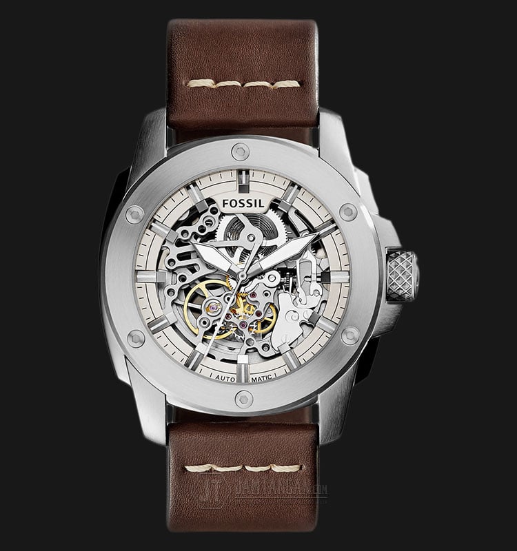 Fossil Modern Machine Automatic Skeleton White Dial Brown Leather Strap Watch for Women - ME3083 Buy Now By Fossil