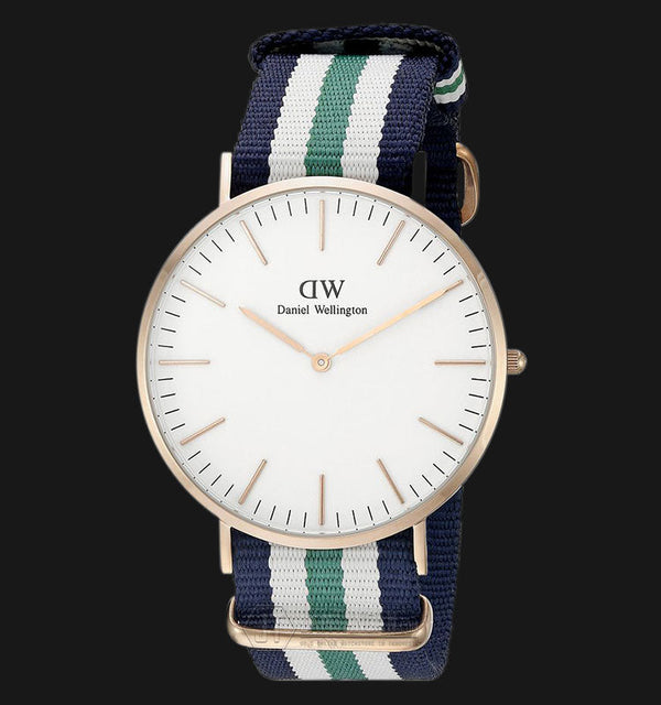 Shop Daniel Wellington Classic Nottingham White Dial Two Tone NATO Strap Watch For Men - 0108DW in USA