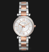 Fossil Carlie Silver Dial Two Tone Steel Strap Watch for Women - ES4342 Buy Now By Fossil