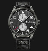 Hugo Boss Aeroliner Chronograph Black Dial Black Leather Strap Watch For Men - 1513086 Buy Now By Hugo Boss