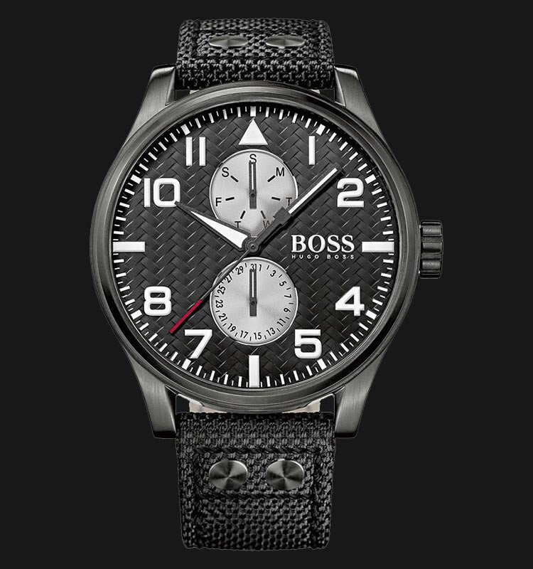 Hugo Boss Aeroliner Chronograph Black Dial Black Leather Strap Watch For Men - 1513086 Buy Now By Hugo Boss