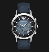 Emporio Armani Classic Chronograph Blue Dial Blue Leather Strap Watch For Men - AR2473 Buy Now By Emporio Armani