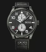 Hugo Boss Aeroliner Maxx Quartz Black Dial Black Nylon Strap Watch For Men - HB1513086 Buy Now By Hugo Boss