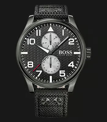 Hugo Boss Aeroliner Maxx Quartz Black Dial Black Nylon Strap Watch For Men - HB1513086 Buy Now By Hugo Boss