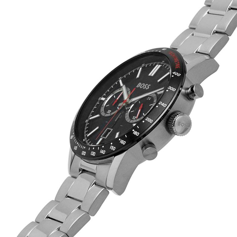 Shop Hugo Boss Rafale Chronograph Black Dial Silver Steel Strap Watch for Men - 1513509 in USA