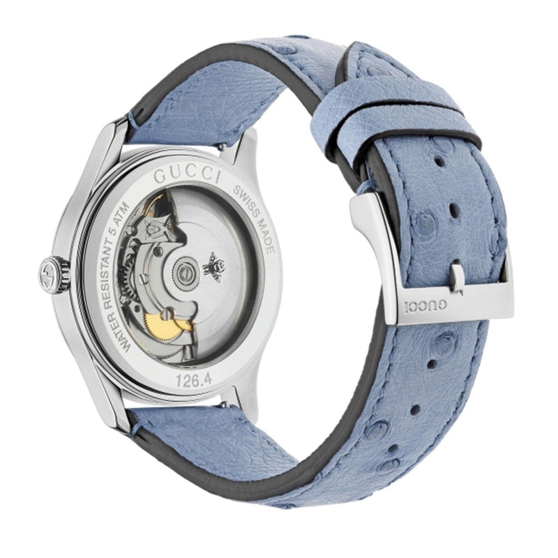Gucci G Timeless Automatic Mother of Pearl Dial Blue Leather Strap Watch For Women - YA1264113 Buy Now By Gucci