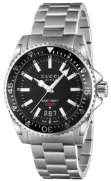 Shop Gucci Dive Quartz Black Dial Silver Steel Strap Watch For Men - YA136301 in USA