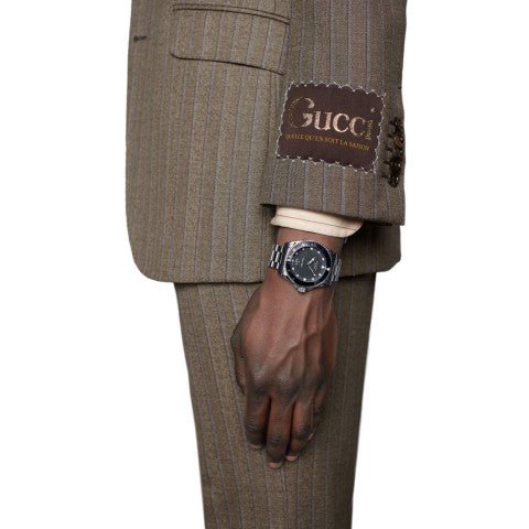 Shop Gucci Dive Quartz Black Dial Silver Steel Strap Watch For Men - YA136301 in USA