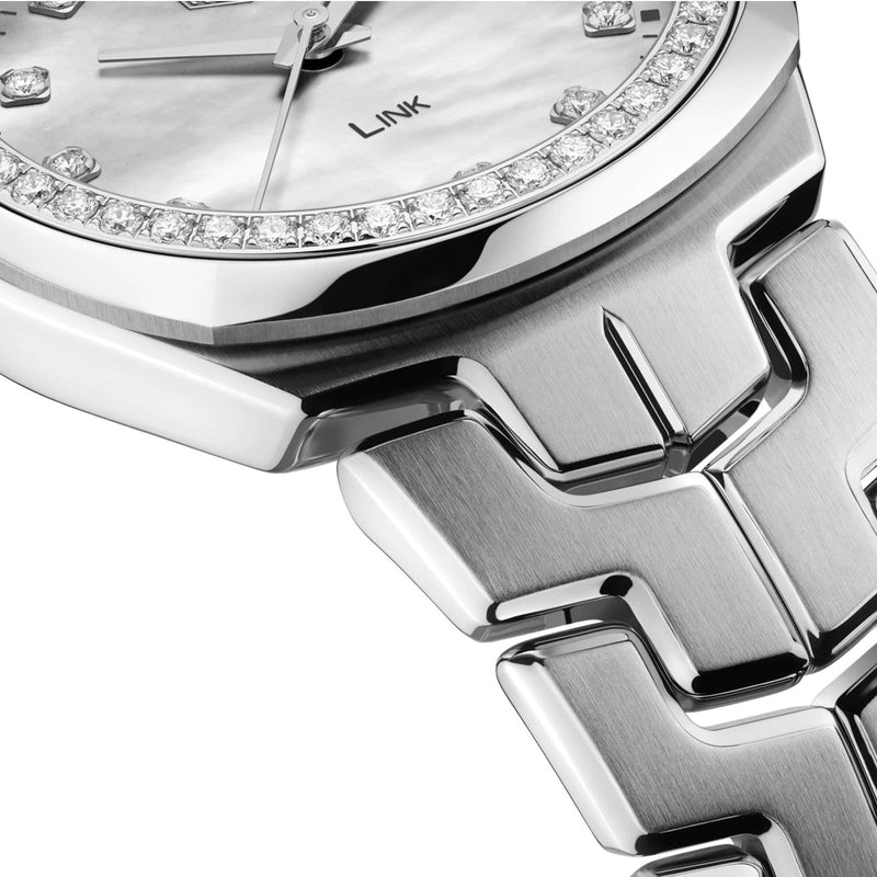 Shop Tag Heuer Link Quartz Diamonds Mother of Pearl Dial Silver Steel Strap Watch for Women - WBC1316.BA0600 in USA