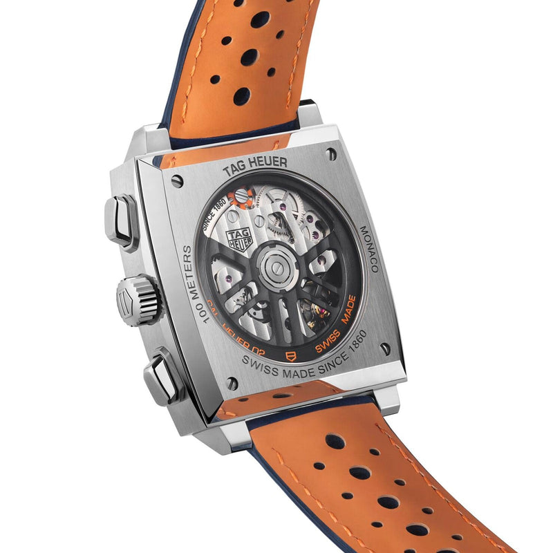 Tag Heuer Monaco Gulf Automatic Chronograph Blue Dial Blue Leather Strap Watch for Men - CBL2115.FC6494 Buy Now By Tag Heuer