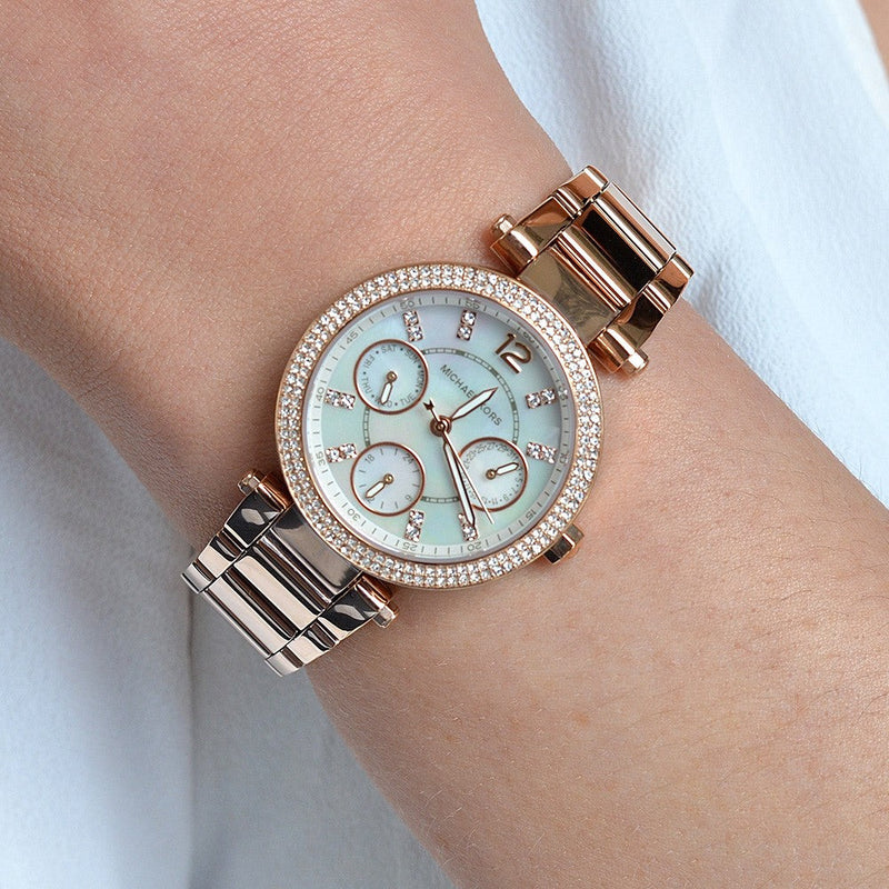 Michael Kors Parker White Dial Rose Gold Steel Strap Watch for Women - MK5616 Buy Now By Michael Kors