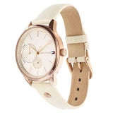Shop Tommy Hilfiger Brooke Quartz White Dial Cream Leather Strap Watch for Women - 1782022 in USA