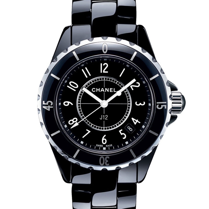 Chanel J12 Quartz Ceramic Black Dial Black Steel Strap Watch for Women - J12 H0682
