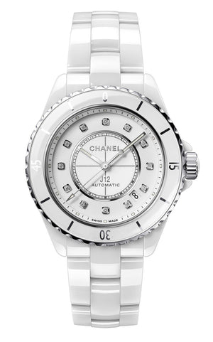 Chanel J12 Quartz Diamonds White Dial White Steel Strap Watch for Women - J12 H5703