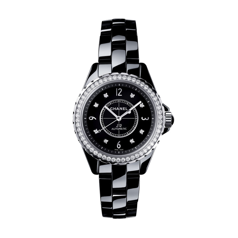 Chanel J12 Quartz Diamond Black Dial Black Steel Strap Watch for Women - J12 H6419