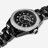Chanel J12 Quartz Diamond Black Dial Black Steel Strap Watch for Women - J12 H6419