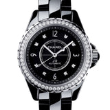 Chanel J12 Quartz Diamond Black Dial Black Steel Strap Watch for Women - J12 H6419