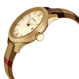 Shop Burberry Classic Champagne Gold Dial Horseferry Leather Strap Watch for Women - BU10104 in USA