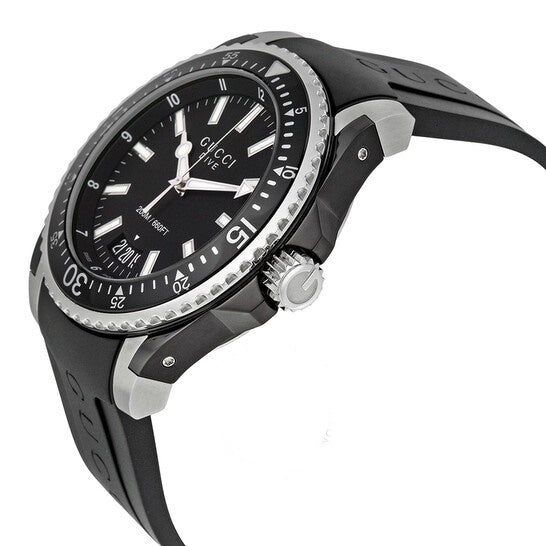 Shop Gucci Dive Analog Quartz Black Dial Black Rubber Strap Watch For Men - YA136204 in USA