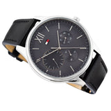 Shop Tommy Hilfiger Damon Multifunction Black Dial Black Leather Strap Watch for Men - 1791417 in USA
