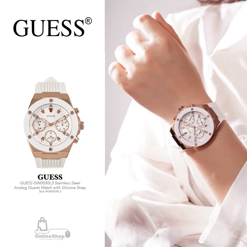 Guess Athena White Dial White Rubber Strap Watch For Women - GW0030L3 Buy Now By Guess