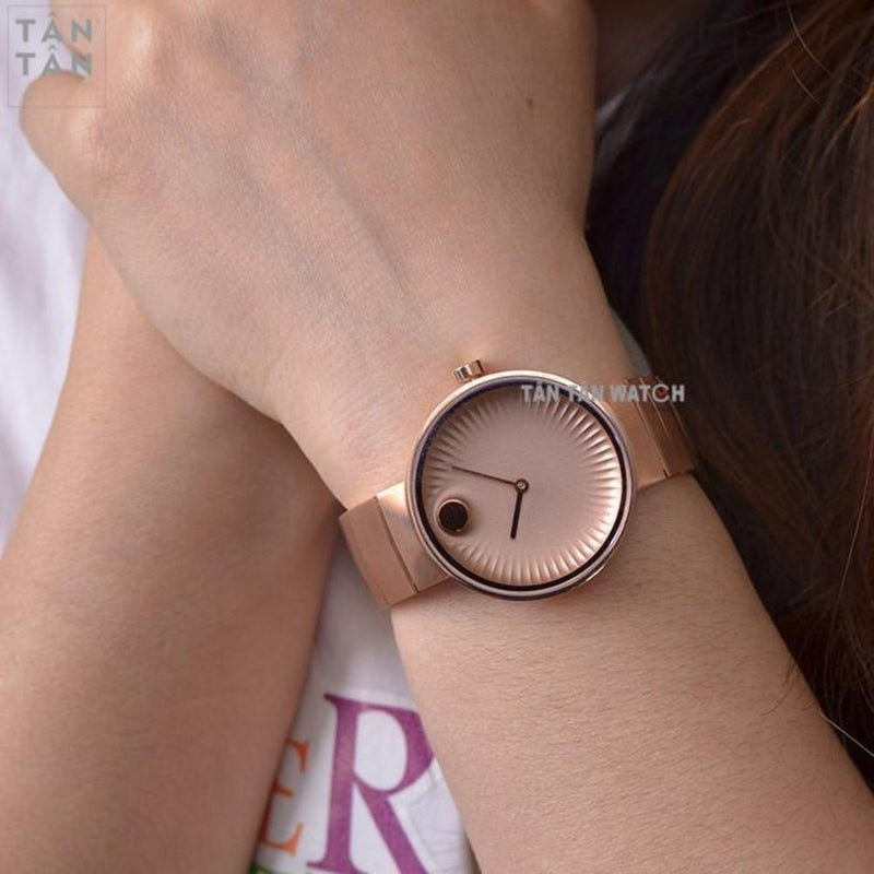 Shop Movado Edge Rose Gold Dial Rose Gold Steel Strap Watch for Women - 3680013 in USA