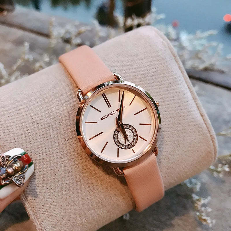 Michael Kors Petite Portia Silver Dial Pink Rubber Strap Watch For Women - MK2735 Buy Now By Michael Kors