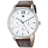 Shop Tommy Hilfiger Damon Quartz White Dial Brown Leather Strap Watch for Men - 1791418 in USA