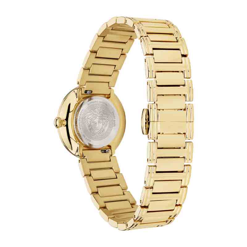 Versace Virtus Mini Quartz Red Dial Gold Steel Strap Watch For Women - VET300321 Buy Now By Versace